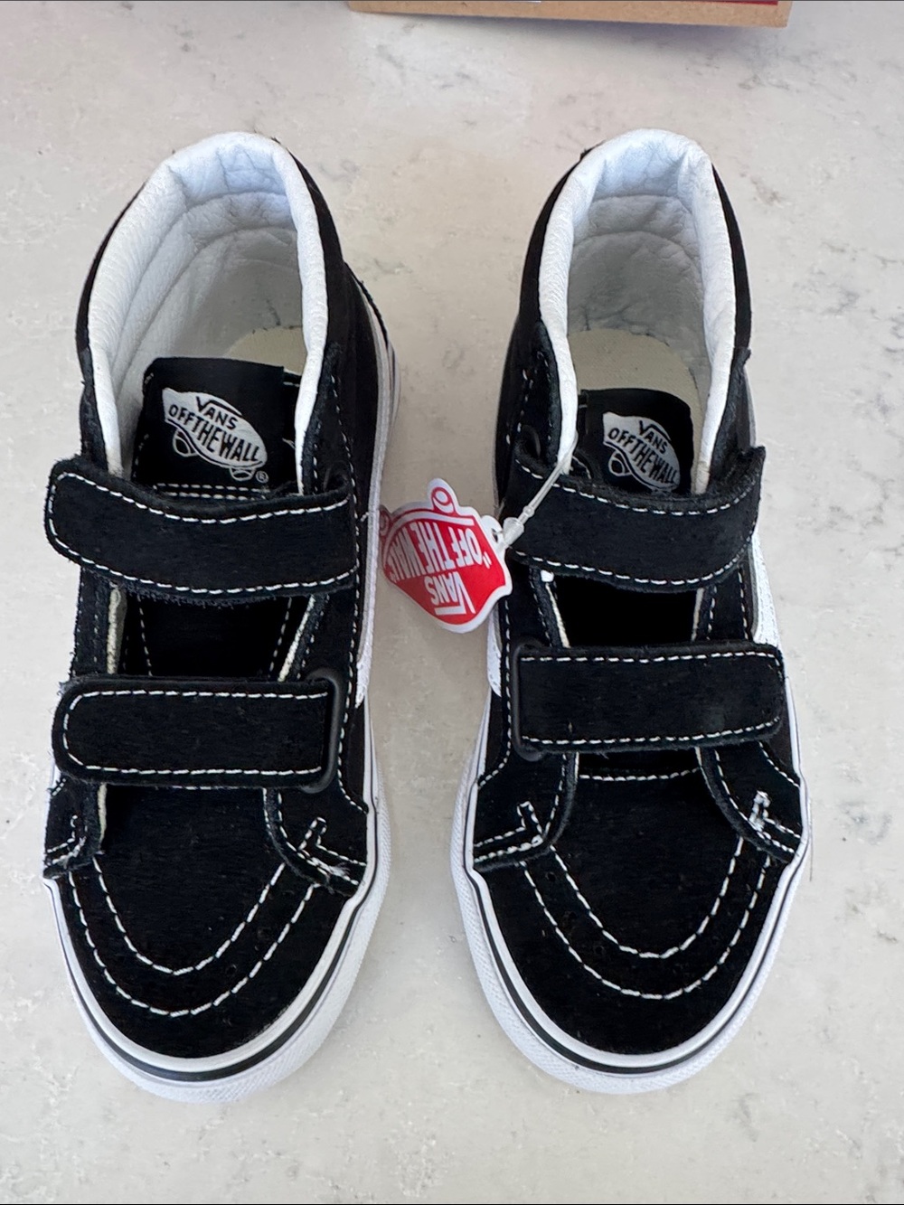 Vans Kids BRAND NEW Black & White Velcro Sk8-Hi Sneakers